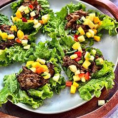 A picture of Caribbean Wagyu Beef Lettuce Wraps.