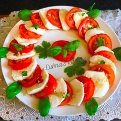 Tomato, Mozzarella and Basil A picture of Tomato, Mozzarella and Basil.