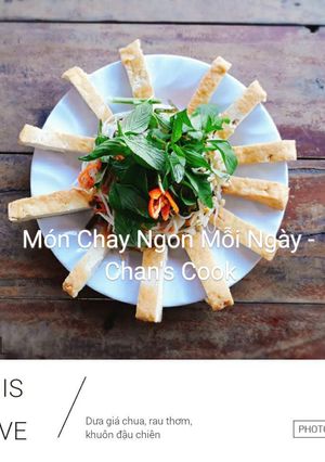 Hình của món Dưa giá chua vs đậu khuôn chiên chay.