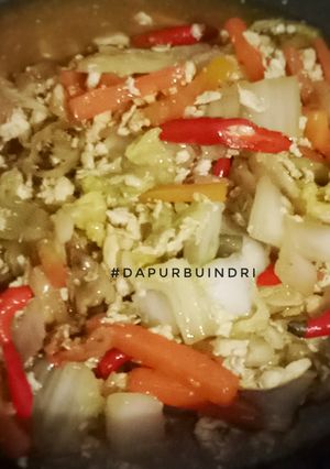 Foto resep Tumis Telur Orak Arik Sawi Putih Wortel Saos Tiram