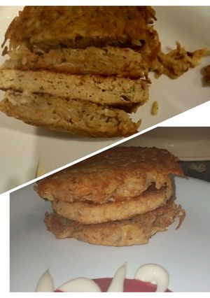 A picture of Aloo and chicken burger without bun.