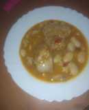 Guiso de fabes con conejo al horno