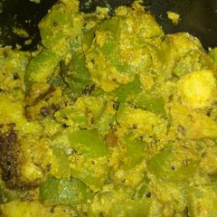 A picture of Jhinge aaloo posto (ridged gourd Potatoes Poppy seed curry).