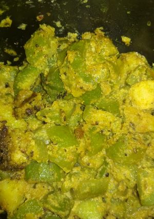 A picture of Jhinge aaloo posto (ridged gourd Potatoes Poppy seed curry).
