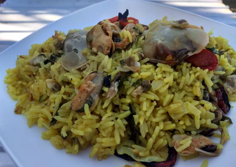 Paella de mariscos pero de risottos (algo distinto)