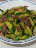 Timun tumis daging sapi(chengkwa chao ngauyuk)