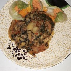 A picture of Diced yam with veggies.