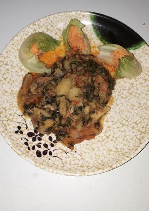 A picture of Diced yam with veggies.