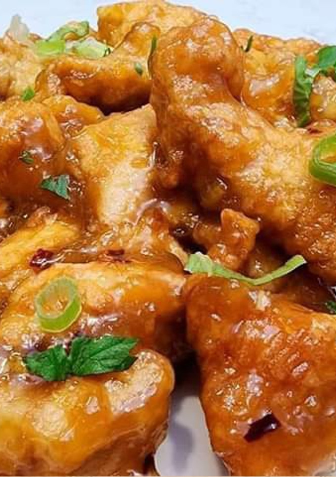 Una foto de Pollo agridulce con salsa de naranja 😋