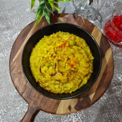 A picture of GREEN MOONG DAL KHICHDI with CARROT & PEAS.