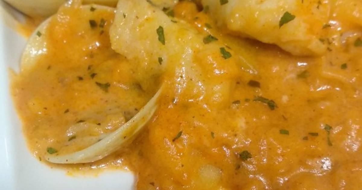 Bacalao con salsa de cebolla y manzana caramelizada Receta de Irene