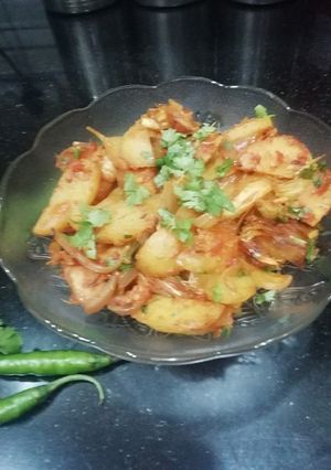 A picture of Potato & jackfruit subji.