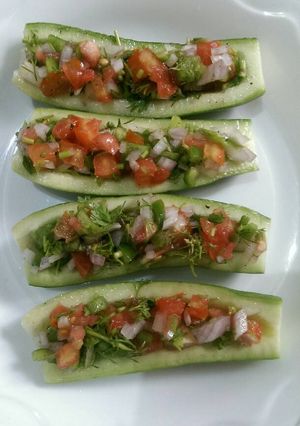 A picture of Stuffed Cucumber (Cucumber boat).