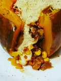 Calabaza rellena vegetariana rica y fácil