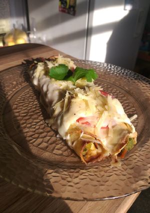Una foto de Canelones de verdura con salsa blanca