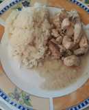 Arroz primavera con pollo con champiñones