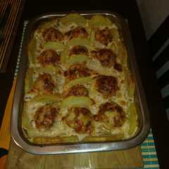 Una foto de Albóndigas a la crema con queso gratinado