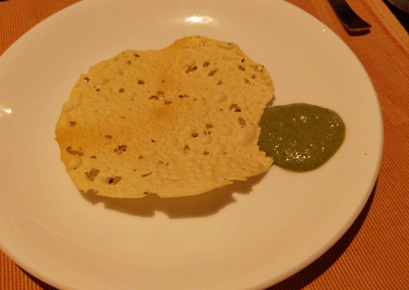 Papad and mint curd Chutney