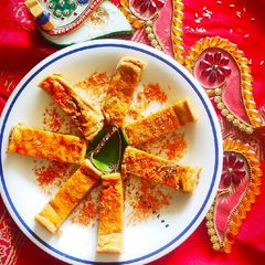 A picture of Saffron Cake Mithai Bars.