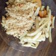 Arroz frito con papas y zapallo al horno
