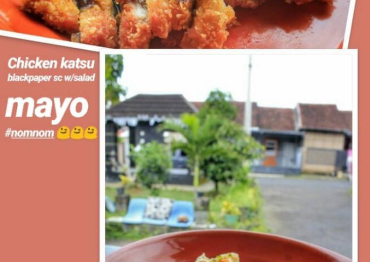 Chicken katsu blackpaper sauce with salad mayo ala hokben