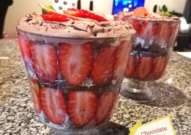 Simple Way to Make Homemade Chocolate Mousse Strawberry Trifle