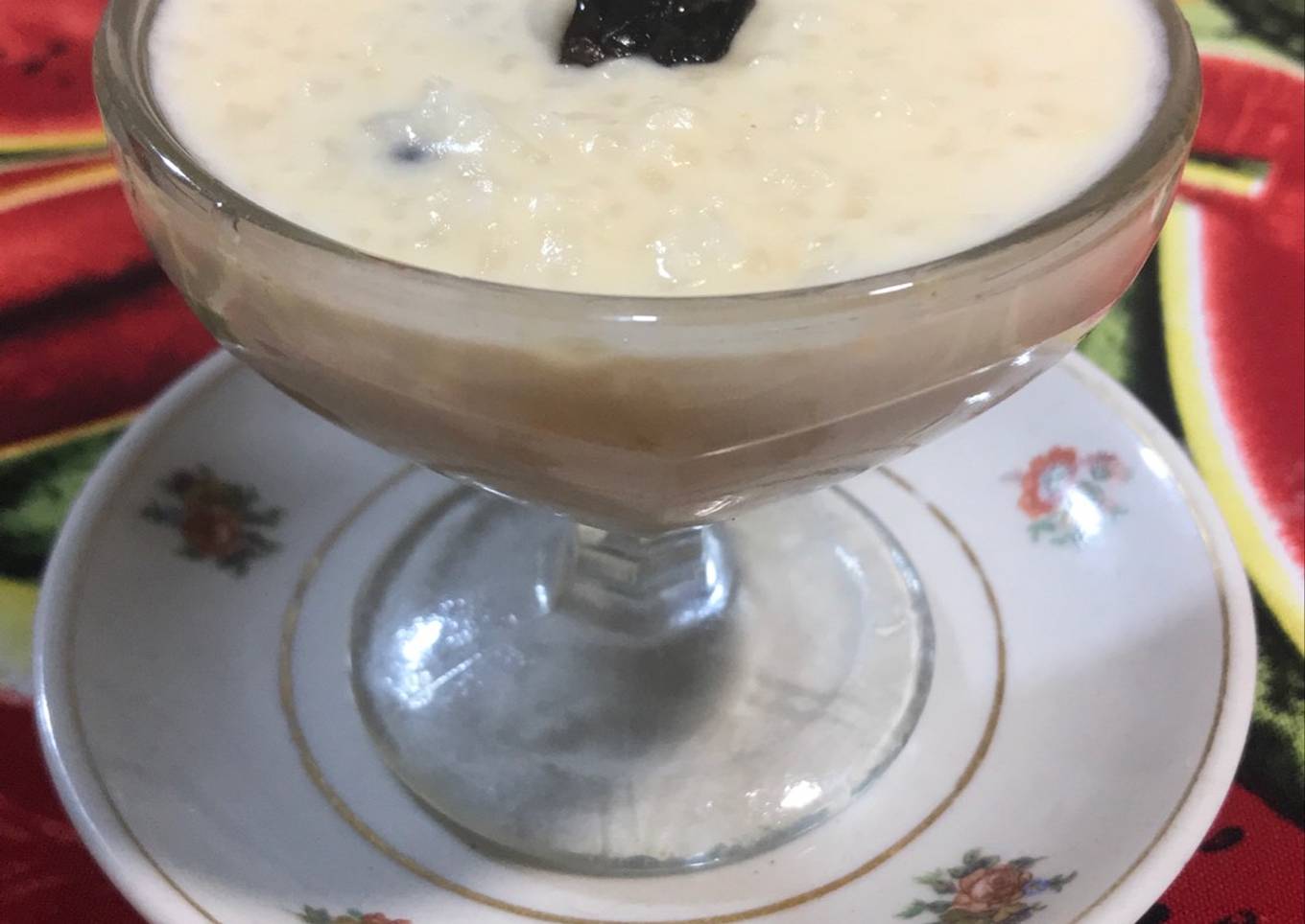 Arroz con leche y pasas