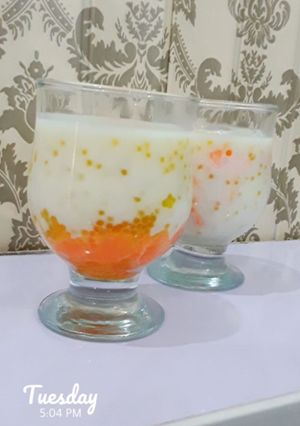 A picture of Orange sago dessert.