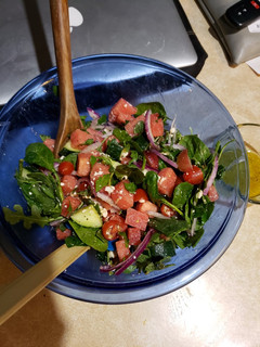 A picture of Watermelon feta salad.