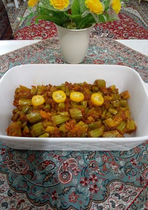 عکسی از دستور خوراک کرفس و لوبیا