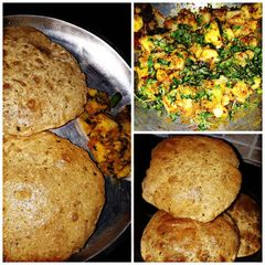 A picture of Puri and aloo sabzi.