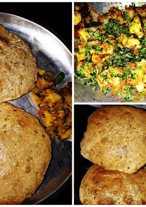A picture of Puri and aloo sabzi.