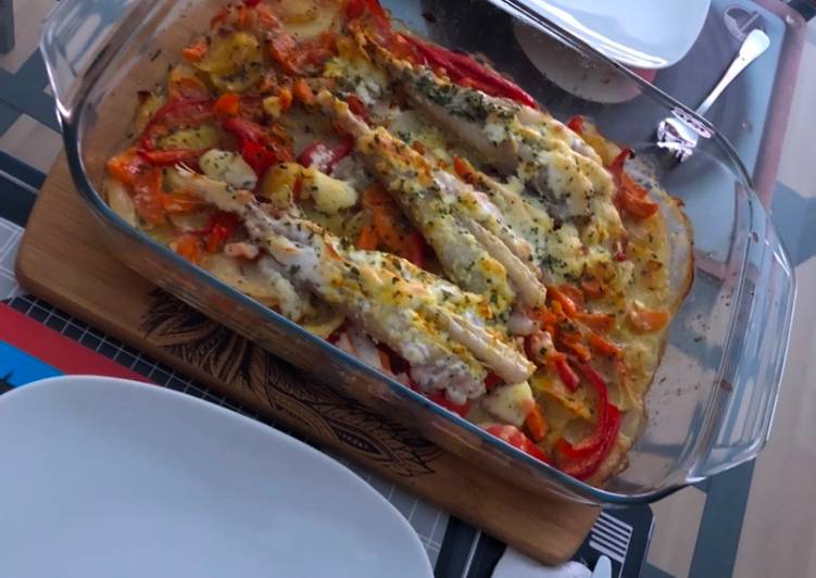 Rape al alioli, en base de patata y pimiento rojo; con mucho amor