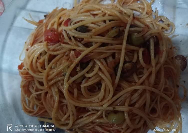 Spaghettis y Capellines a la putanesca #ingredientesecreto