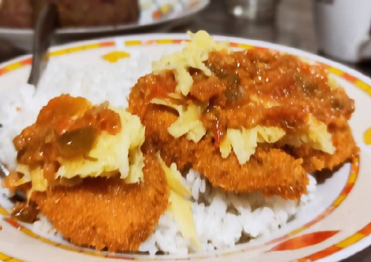 Bagaimana Menyiapkan Chicken Katsu (+parutan mangga dgn sambal tumis) yang Lezat Sekali