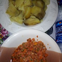 A picture of Sweet Potatoes with Turmeric Egg Sauce.