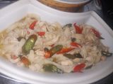 Tumis jamur tiram dengan ayam suwir