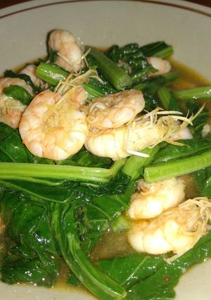 Foto resep Cah sawi udang pedas manis