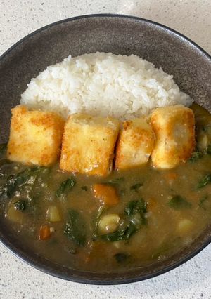 A picture of Japanese tofu katsu curry.