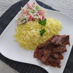 A picture of Smothered beef liver.