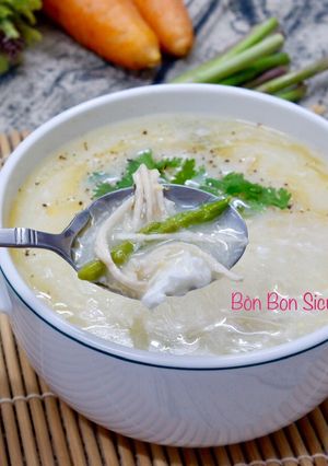Hình của món Súp Măng Tây Gà Xé.