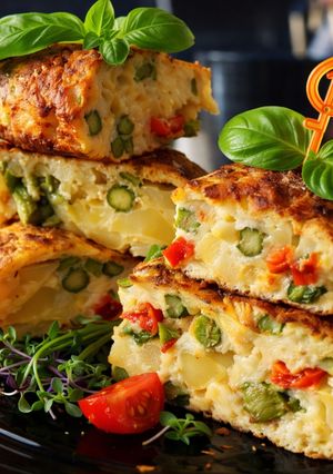 Zdjęcie przepisu Hiszpański omlet ze szparagami.