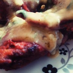 A picture of Brined chicken with lemon butter sauce.