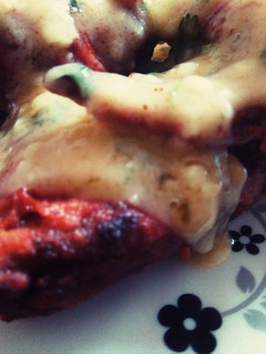 A picture of Brined chicken with lemon butter sauce.