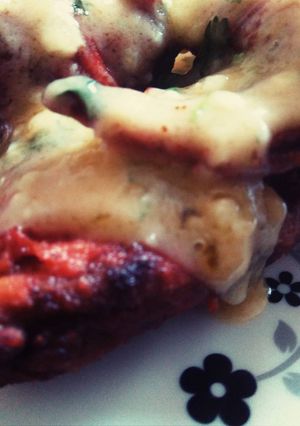 A picture of Brined chicken with lemon butter sauce.