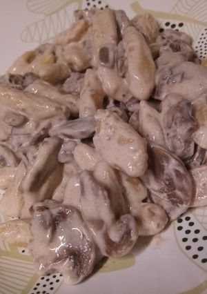A picture of Cavatelli with Cream and Mushrooms.
