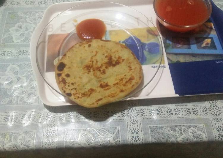 My Daughter love Stuff parantha and tomato soup