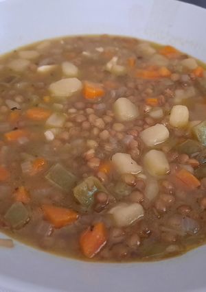 Una foto de Guiso de lentejas vegano