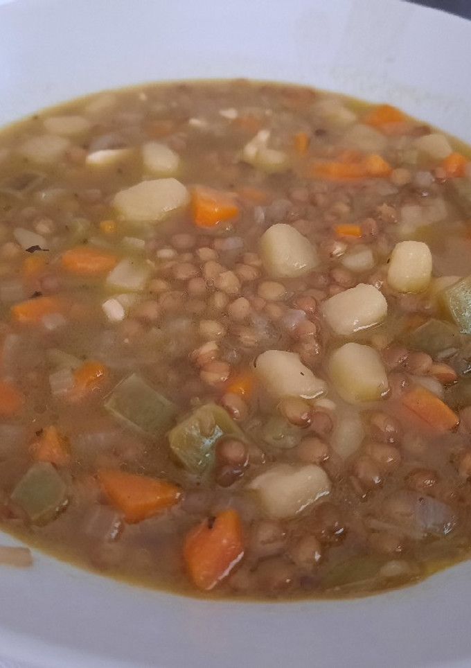 Una foto de Guiso de lentejas vegano
