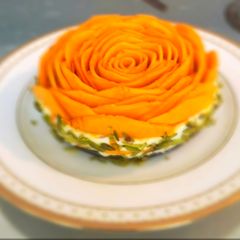 Almond Sandesh Cake with Mangoes A picture of Almond Sandesh Cake with Mangoes.
